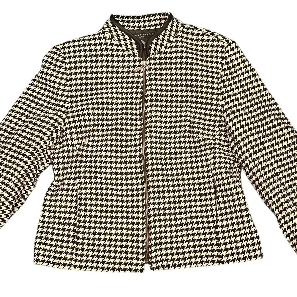 Apostrophe Houndstooth Wool Blend Blazer Jacket 12 Petite